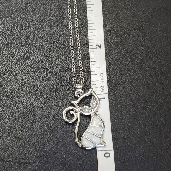 Silver tone glittery enamel cat jewelry set - Picture 7 of 12